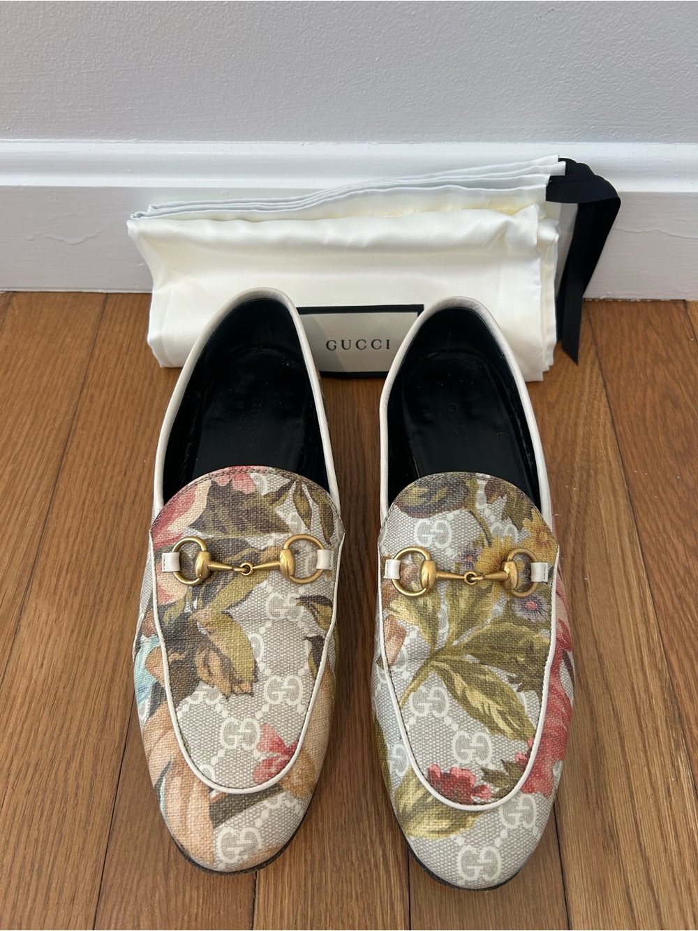 Gucci Floral GG Supreme Horsebit Loafers 36